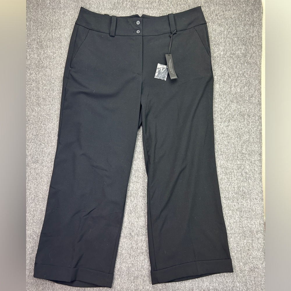 Lane Bryant The Lena Moderately Curvy Wide Leg Tailored Stretch Black Pants Sz22